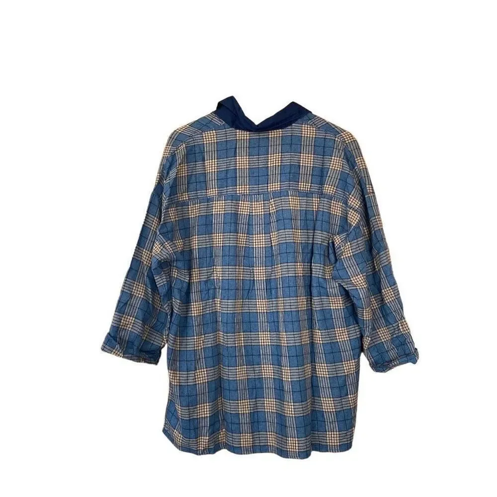 Free people Sunday morning sleep shirt sapphire blue plaid small new